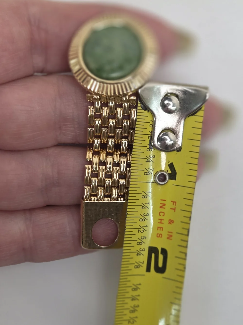 Oleg Cassini Gold-Tone Cufflink & Tie Bar Set with Genuine Jade